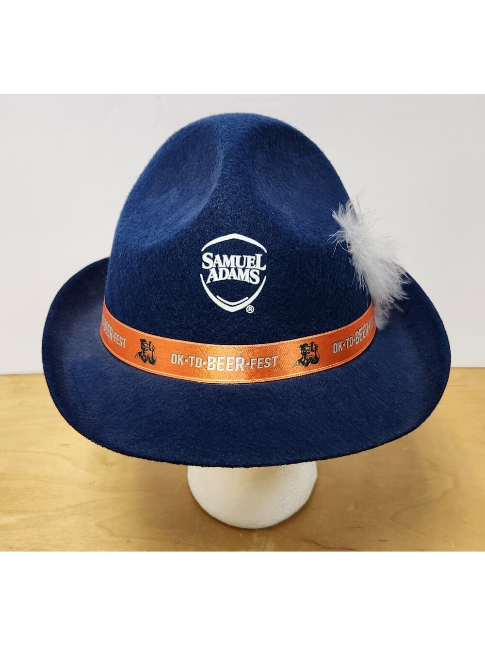 Samuel Adams Octoberfest Beer Blue Alpine Fedora Hat OK-TO-BEER-FEST Feathers